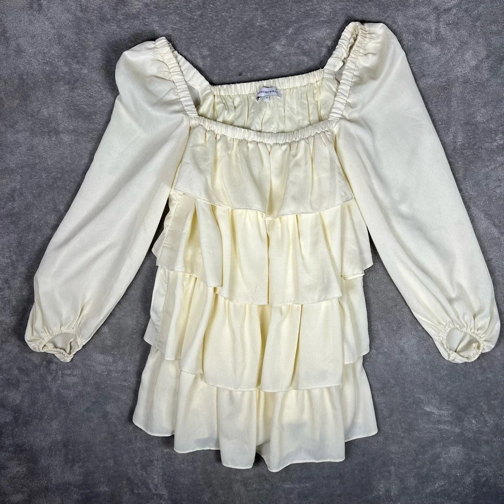 WeWoreWhat Dress Womens XS Tiered Crinkle Chiffon Ruffle Feminine Cottagecore - Picture 2 of 11